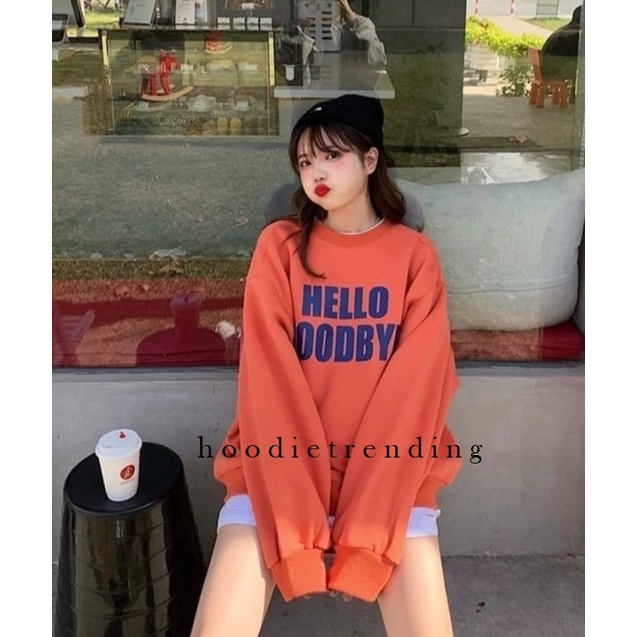 HODISO - Basic Sweater Hello Goodbye Size M-Xxl Unisex (Pria&amp;Wanita)