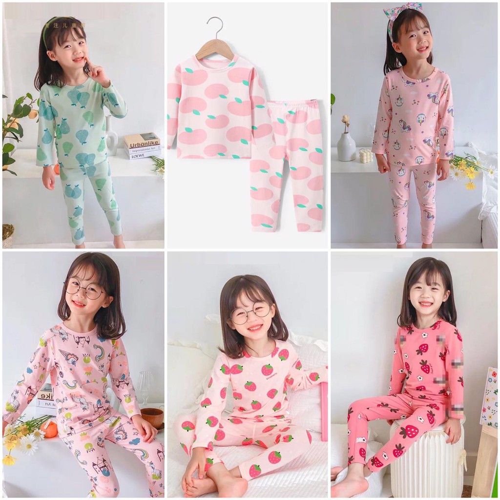 BAJU TIDUR ANAK SETELAN  LUCU KOREAN STYLE PREMIUM LEMBUT PEREMPUAN KH