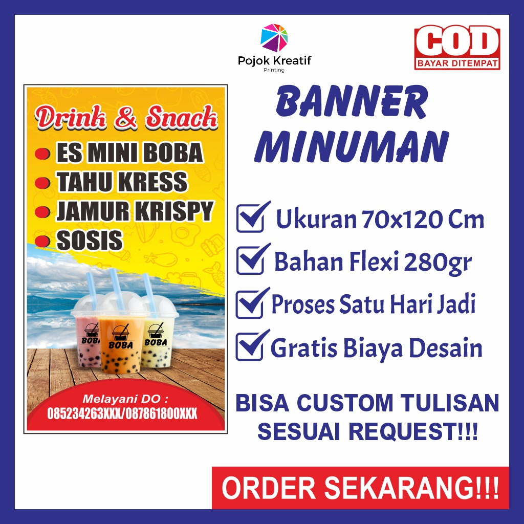 Jual Banner Baner Bener Spanduk Sepanduk Backdrop Plang Poster Usaha Jual Jualan Minum Minuman