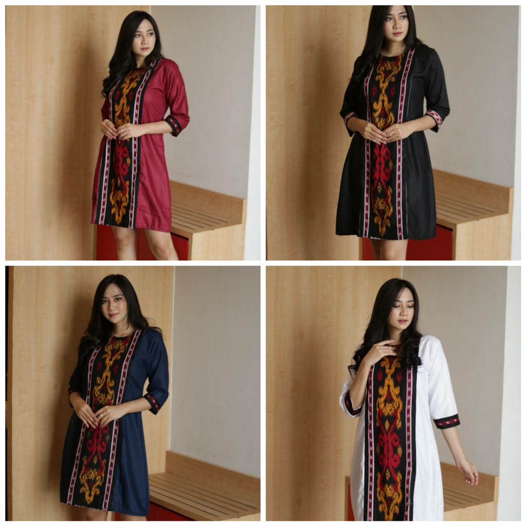 atasan tunik terbaru katun blouse batik kombinasi wanita dres batik modern