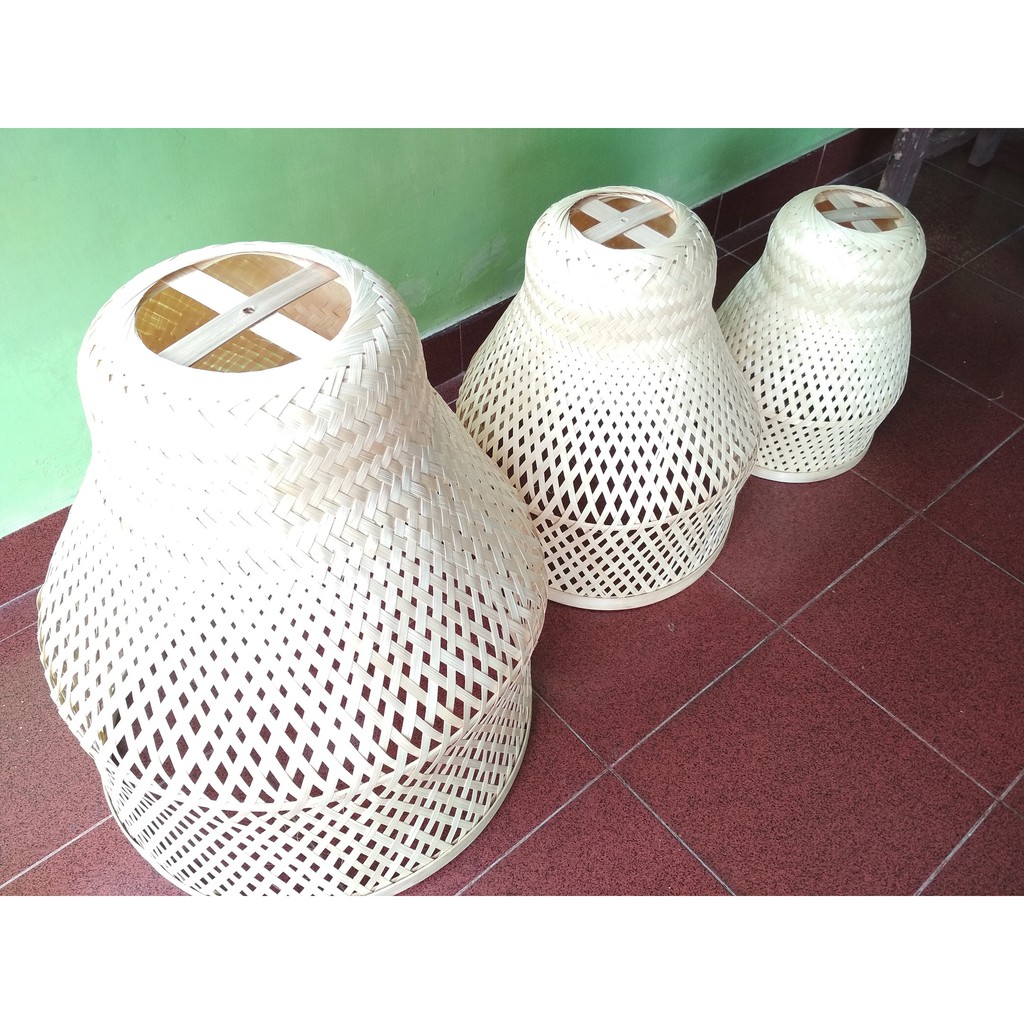 Kap Lampu Bambu Gantung Anyaman Telur Sedang