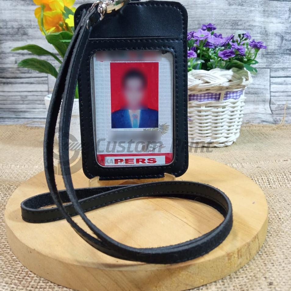 

ダ Name Tag Kulit Card Holder ID Card Tali Gantungan kalung Limited