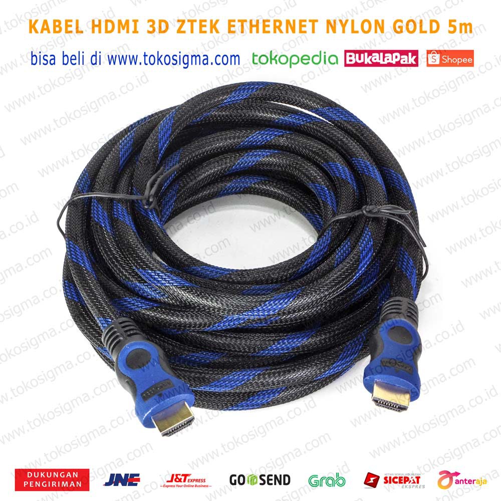 KABEL HDMI 3D 4Kx2K Z-TEK ETHERNET NYLON GOLD PLATE 5m M-M ZTEK HQ