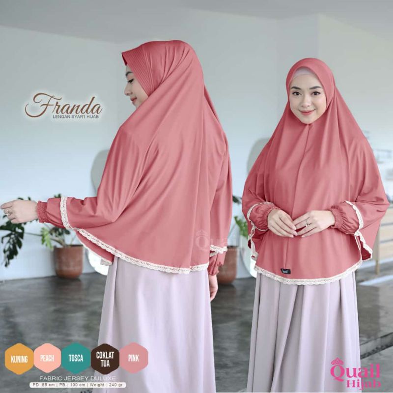 Jilbab Instan  Lengan Syar'i Quail model Franda