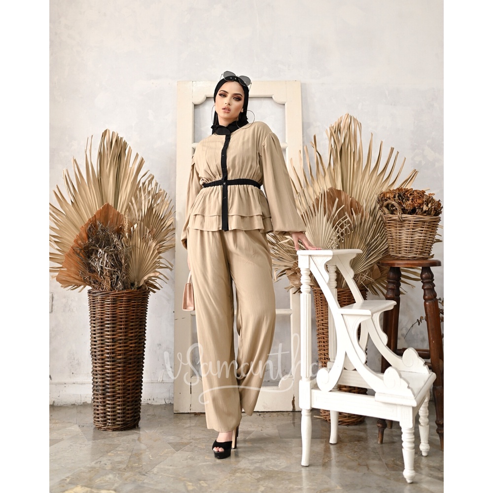 One Set Rayon Crinkle Premium Martha / Set Celana  Kekinian