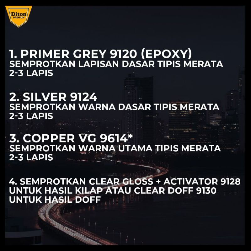 Pilok Copper VG 9614 * Paket Diton Premium 4 Klg Cat Semprot Sepeda Motor Mobil Velg Rangka Engine