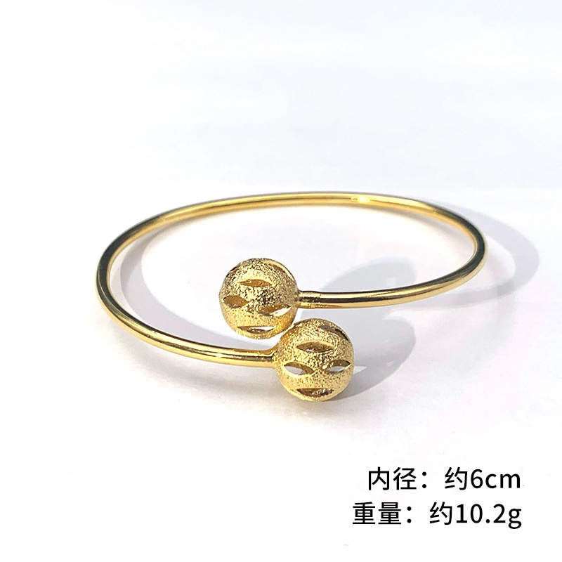 Goldkingdom Fashion Jewelry Bangkok Emas Asli Kadar 375 Accessories Ready Stock Hollow Double Ball Gold Plated Bracelet Personality Exquisite Bracelet Popular Women's Gifts