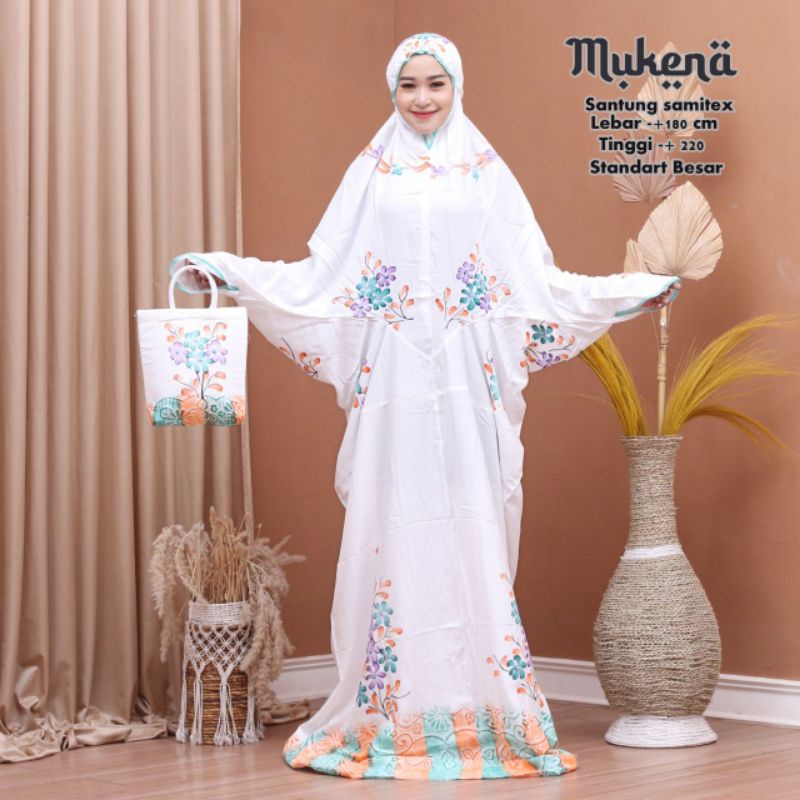 Mukena Lajur Rayon Santung Dewasa Polos Warna Fashion Muslim Wanita Muslimah