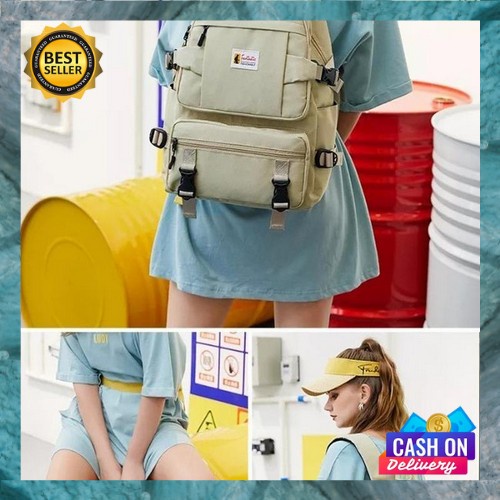 Tas Ransel Sekolah Model Kekinian Murah Perempuan Backpack Punggung Kuliah W2C5 Terbaru Hangout Wani