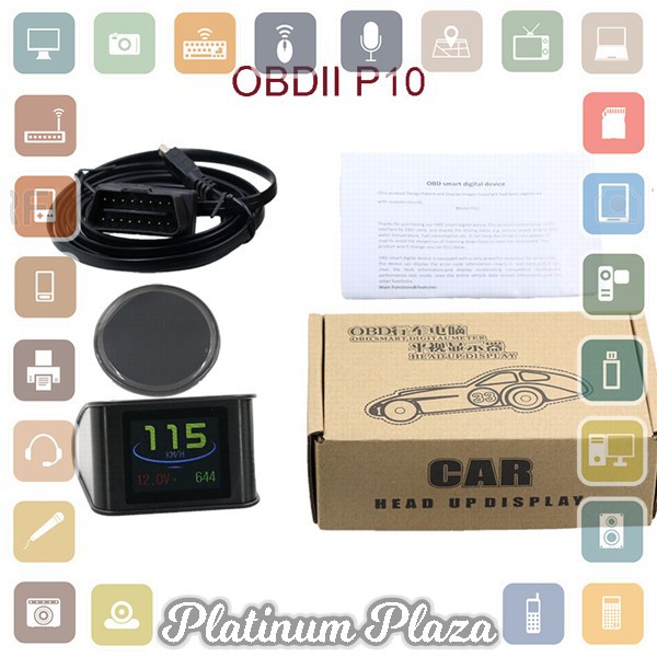 Display HUD Mobil OBD2 On-board Computer Speedometer - P10 - Black`NE9I5B-