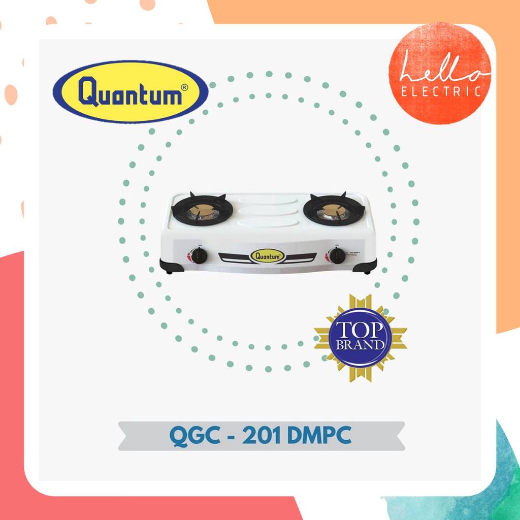 KOMPOR QUANTUM / KOMPOR GAS TEKANAN RENDAH QUANTUM QGC-201 DMPC KOMPOR GAS 2 TUNGKU PUTIH BURNER STA