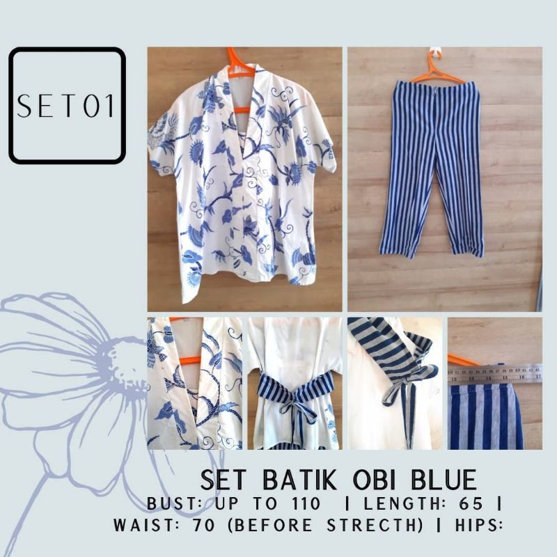 PRELOVED - 2IN1 SET BATIK OBI TOP PANTS | 2IN1 SETELAN BATIK ATASAN CELANA