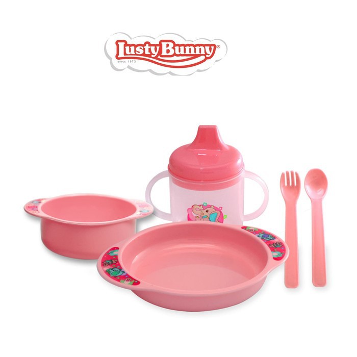 Perlengkapan Makan Bayi Set 6in1 Merk Lusty Bunny - Lusty Bunny Feeding Set