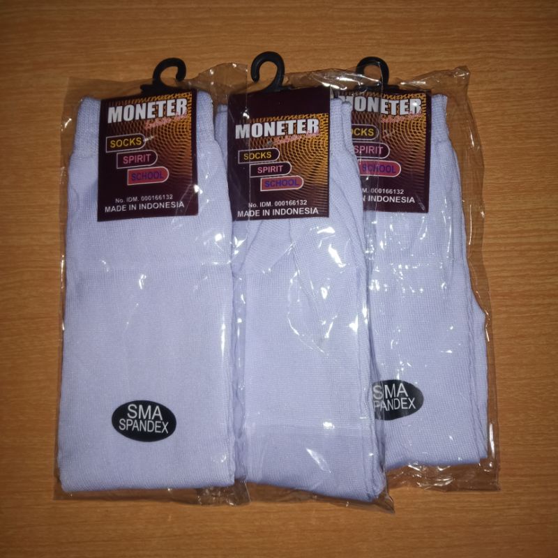 kaos kaki sekolah pelajar sma smp sd putih moneter