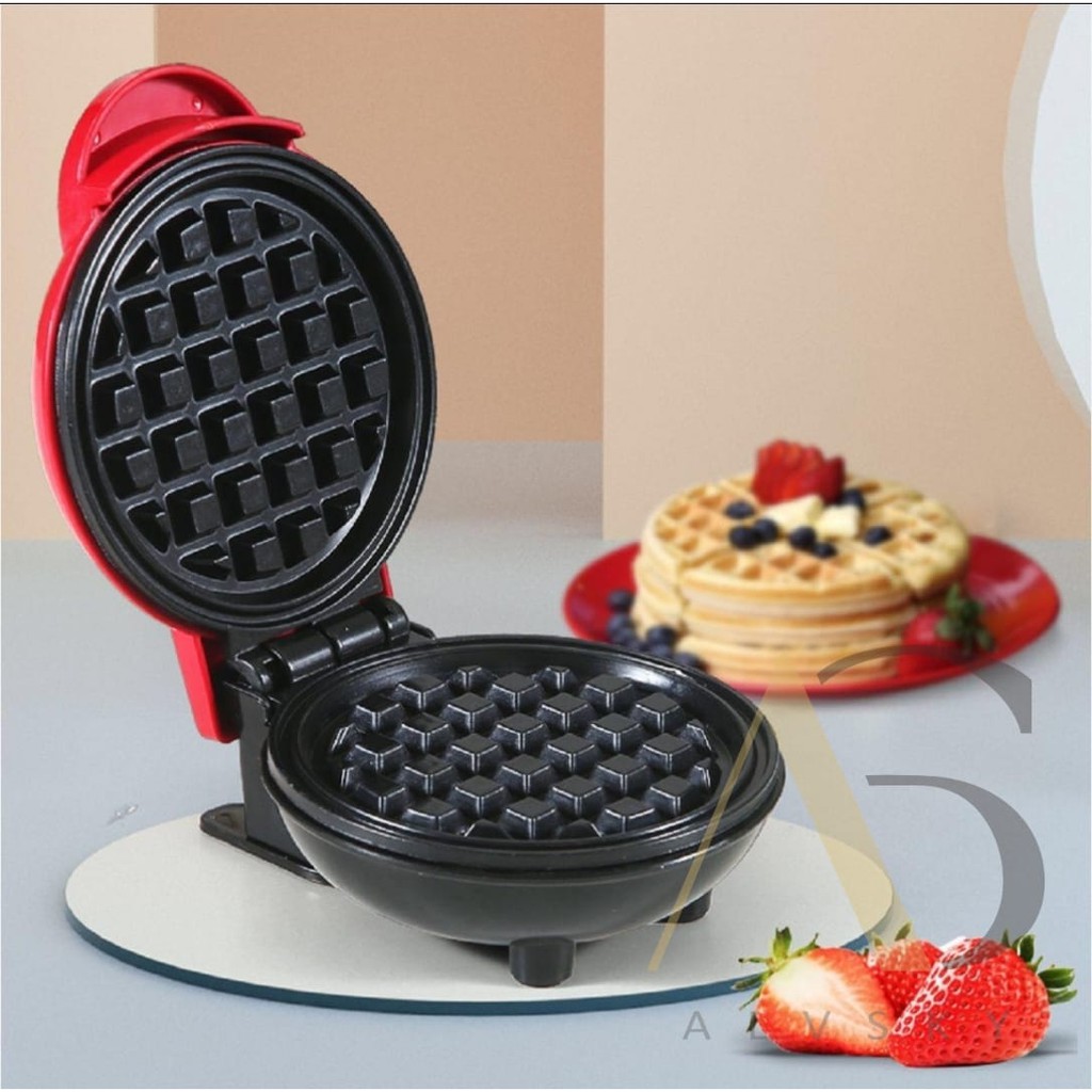 MINI MAKER WAFFLE ELEKTRIK / MESIN PEMBUAT WAFFLE PIZZA MINI NON STIK PANCAKE BENTUK BULAT
