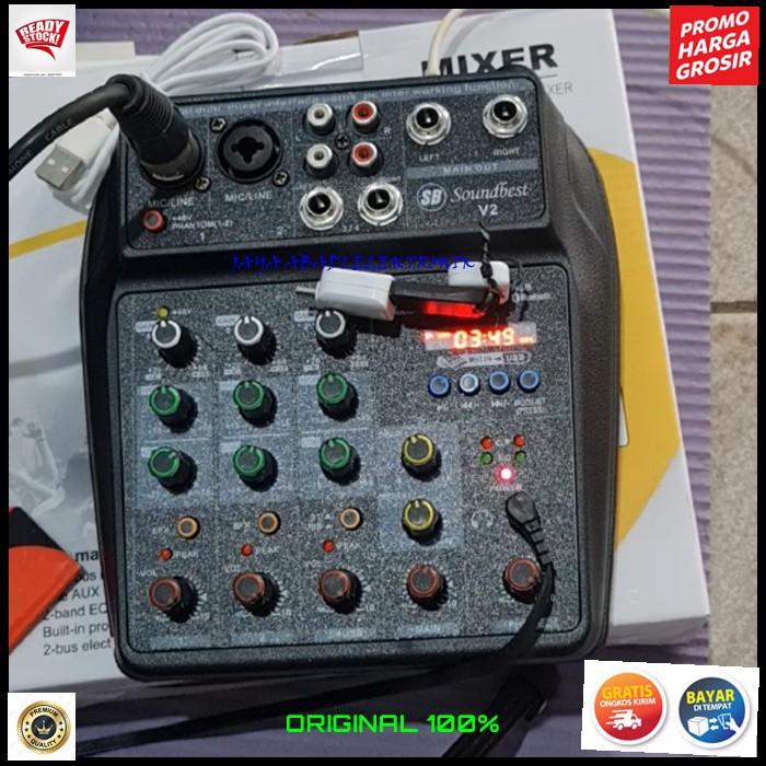 G559 ORIGINAL MIXER KARAOKE SOUNDBEST BLUETOOTH MIXING 4 CHANNEL USB BLUETOTH BLUETUT BLUTUT RECORDING PODCAST LIVE MUSIC MUSIK AUDIO SOUND SUARA ARTIS HEADSET HEADPHONE PREMIUM AUX EQ DC PRO PROFESIONAL DJ HIFI  BELI INI GK AKAN KECEWA BAGI YG SUKA NYANY