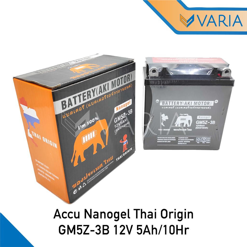 Accu Aki Kering Motor MF Nanogel GM5Z3B 12V 5Ah Thai Origin