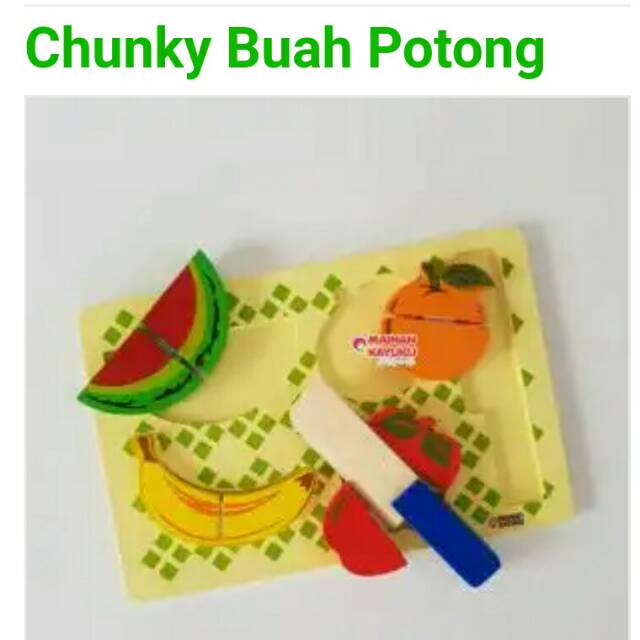 mainan kayu chunky buah potong