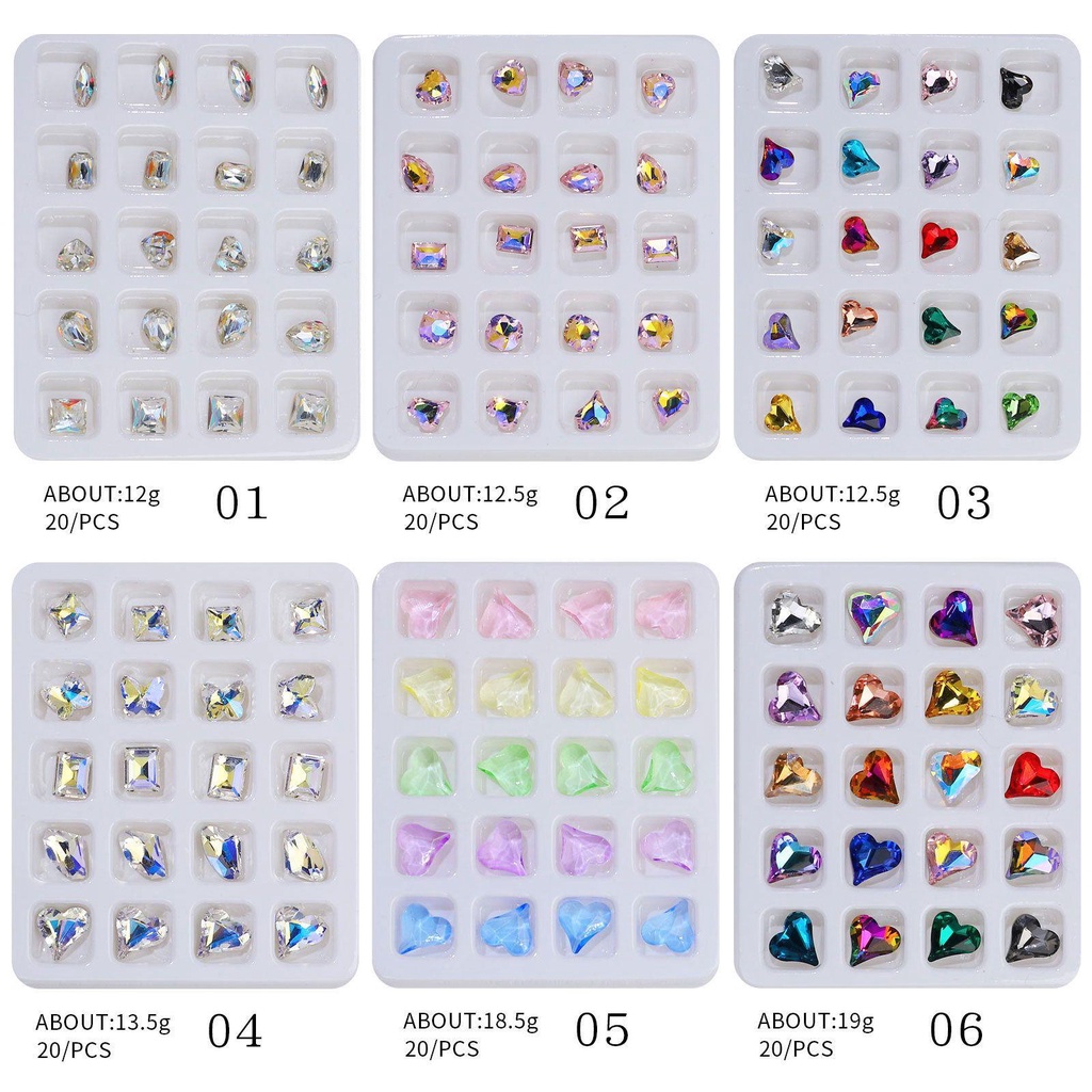 Preva 20pcs Berlian Imitasi Bentuk Hati Aneka Warna Untuk Nail Art