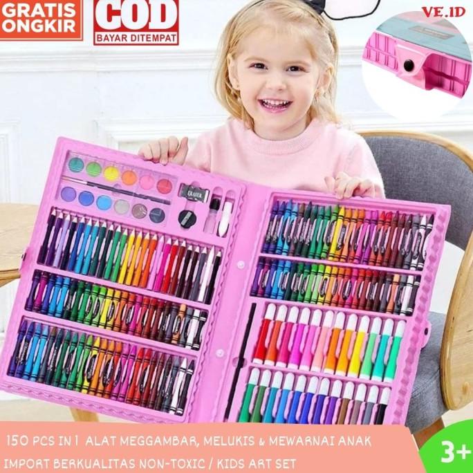 

TERMURAH! Crayon 150 Set Alat Menggambar Mewarnai Melukis Anak Import