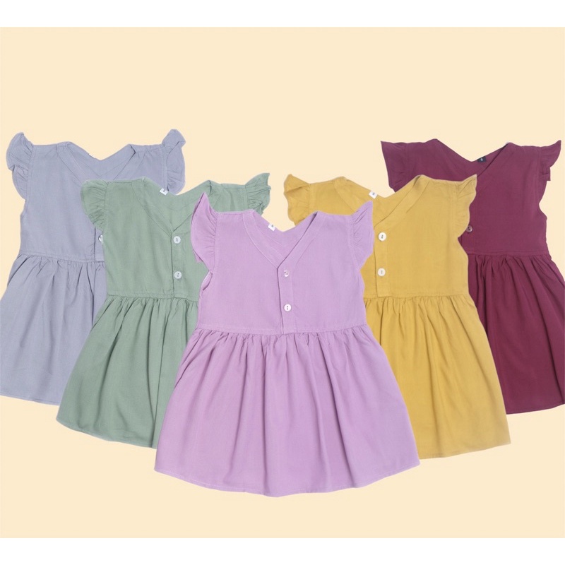 KIARA DRESS POLOS/DRESS BAYI LUCU/DRESS BAYI PEREMPUAN/DRESS ANAK PEREMPUAN/DRESS RAYON ANAK POLOS