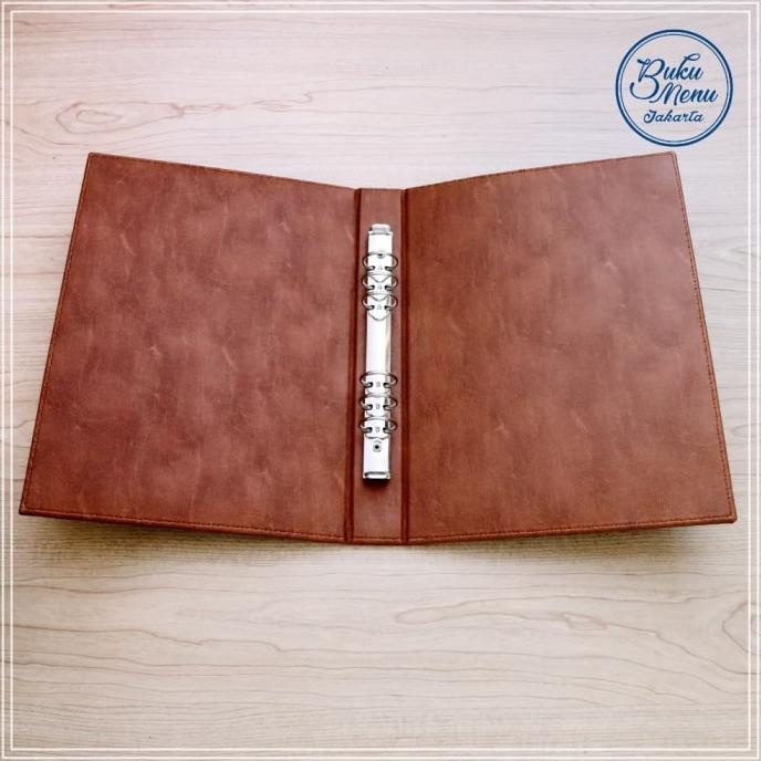 Buku Menu Restoran Kulit Binder Cover A4 - Coklat - Ready Stock Terlaris