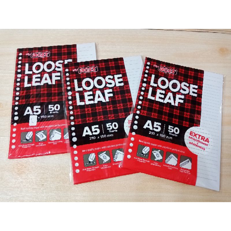 

Big Boss Loose Leaf A5 | 20 Holes Garis isi 50 Lembar | Putih Bergaris