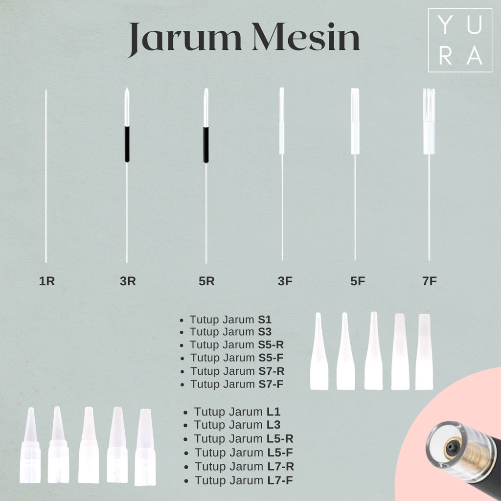 TIP Tutup Jarum mesin sulam alis bibir eyeliner ukuran 1R 3R 5R 5F 7R 7F