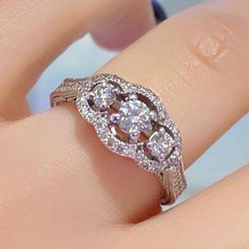 Cincin Wanita Hias Batu CZ Untuk Pertunangan