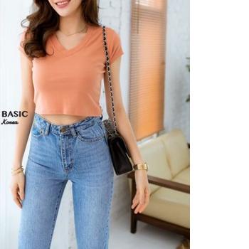 ☝ ( GIANTS BASIC / GIANTS STUDIO ) Kaos Crop Leher V || ORIGINAL IMPORT BANGKOK ♗