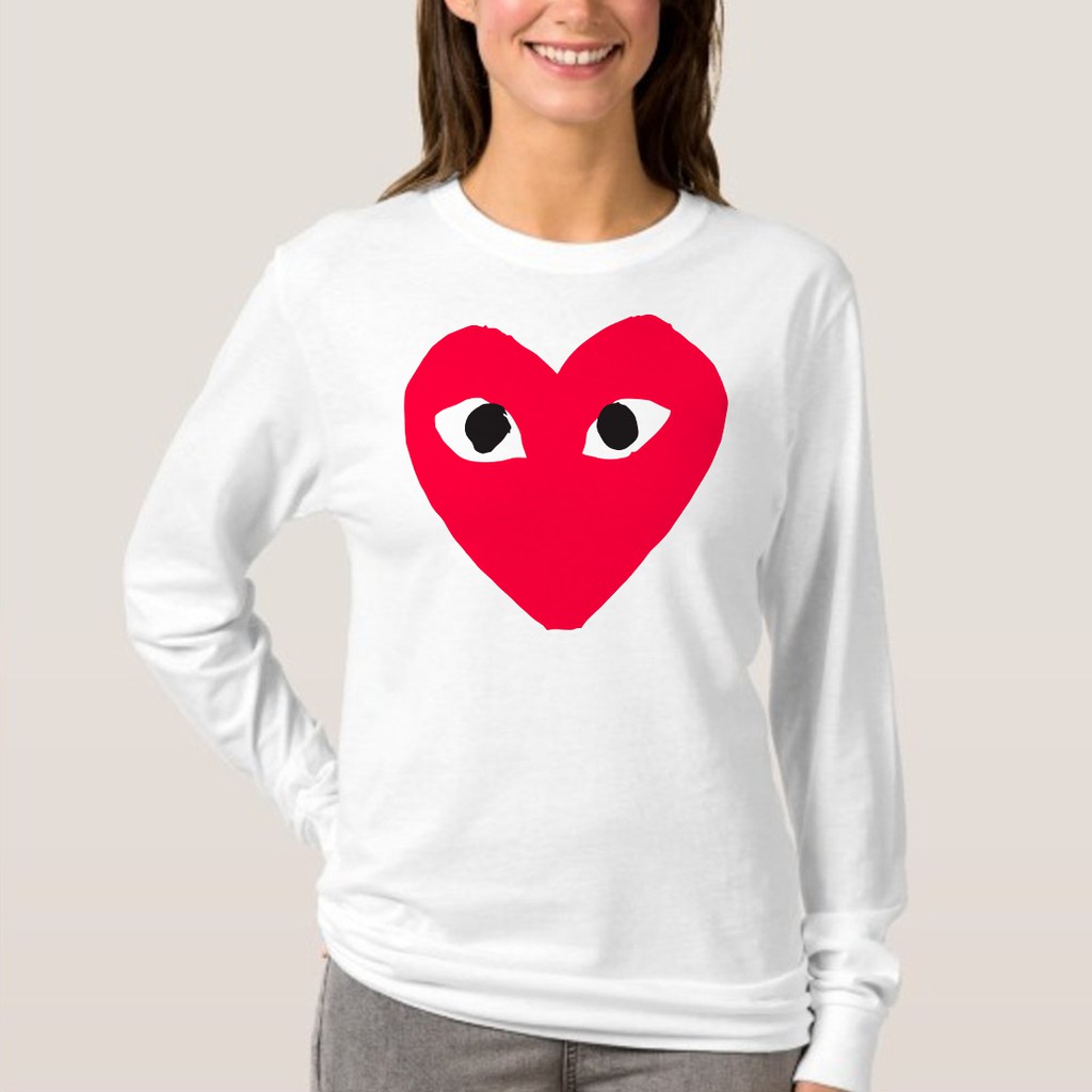 Kaos/Tshirt CDG Big Play Heart / O neck / Lengan Panjang