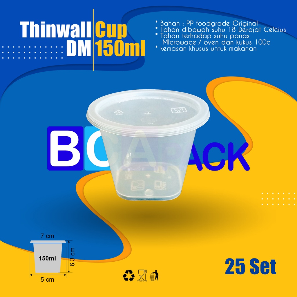 Jual GELAS CUP KOTAK 150ML - CUP THINWALL 150 ML - ISI 25 PCS | Shopee ...