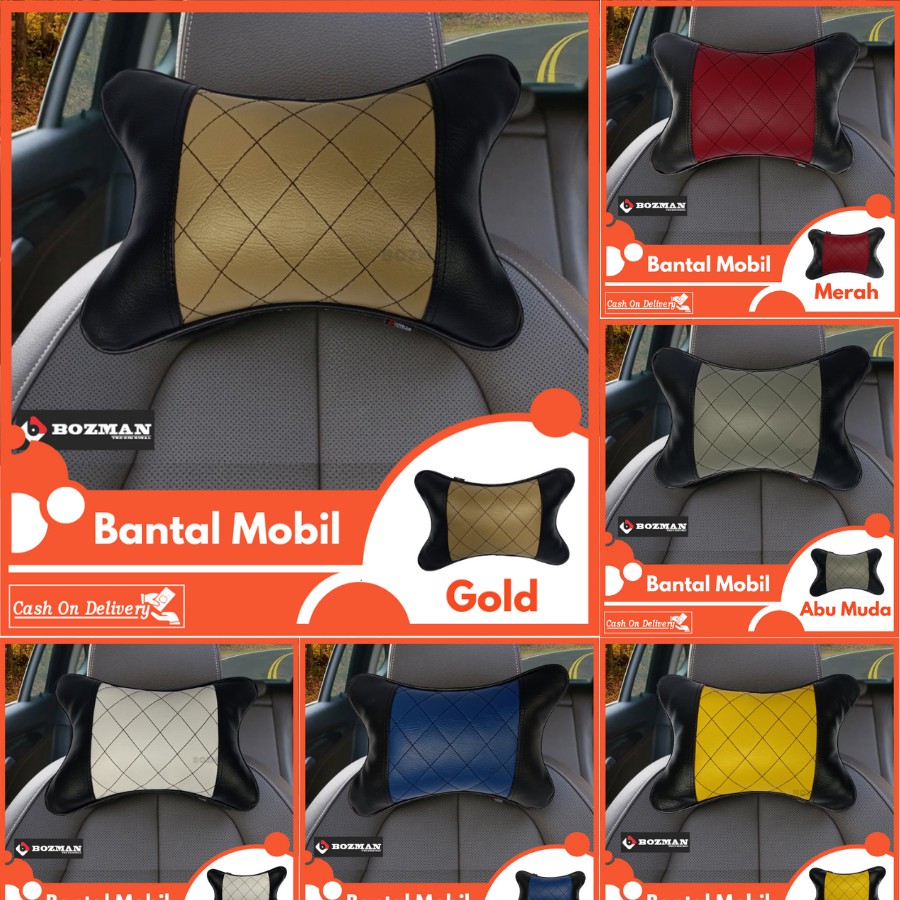 Bantal Mobil Kulit Sintetis Premium/Headrest Mobil