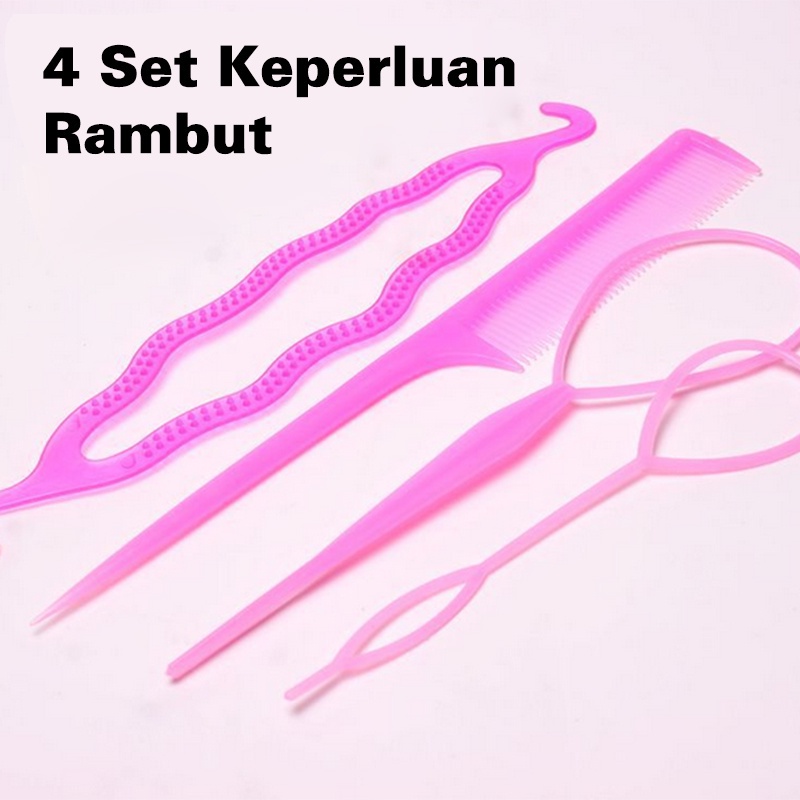 SISIR RAMBUT AKSESORIS PENJEPIT SANGGUL KONDE SET ALAT SALON HIAS RAMBUT WANITA Isi 4pcs AK95