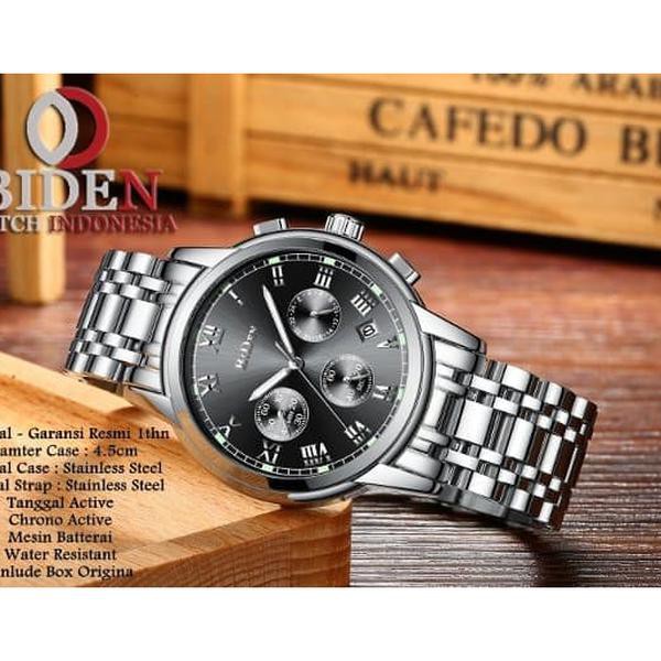 Jam Tangan Pria Biden Original 0060 - Silver Screen Black unisex