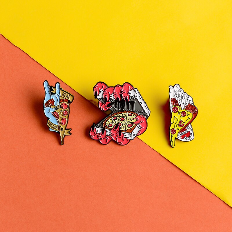 Bros Pin Enamel Desain Kartun Pizza Zombie Gaya Punk Untuk Anak