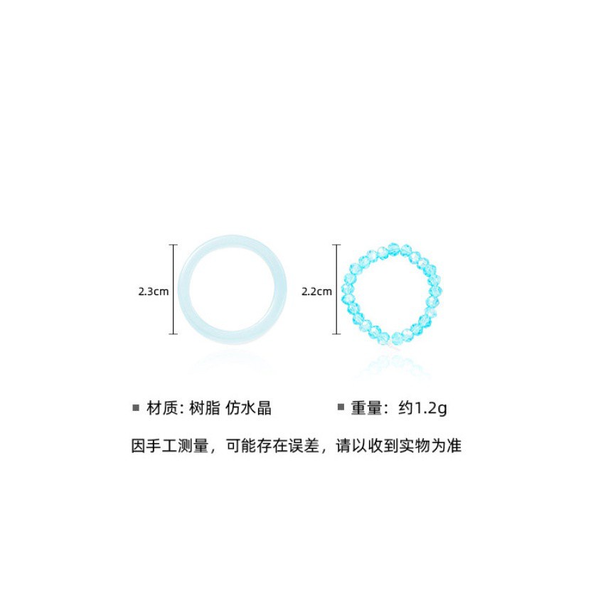 2 Pcs/set Candy Color Simple Style Transparent Acrylic Imitation Crystal Ring for Women Jewelry