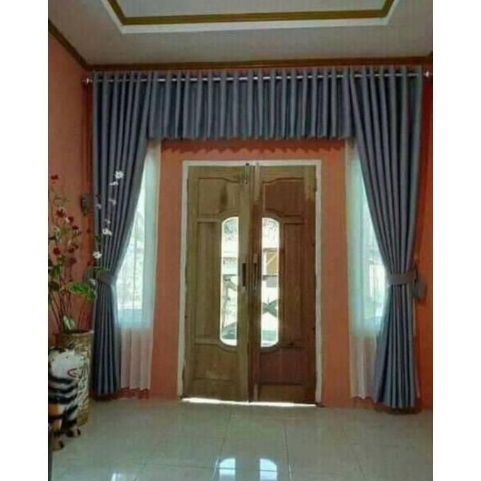 gorden jendela lurus pintu utama ruang tamu 1set gorden poni gorden