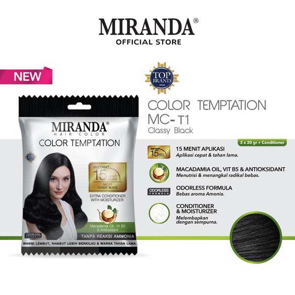 MIRANDA Hair Color Temptation 20ml BPOM | Cat Pewarna Rambut Sachet Instan 15 Menit Colour Cepat_Kosmetika1
