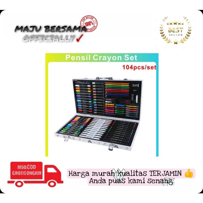 

MB - Art Set Crayon 104 pcs Drawing Krayon Alat Lukis Koper Besi