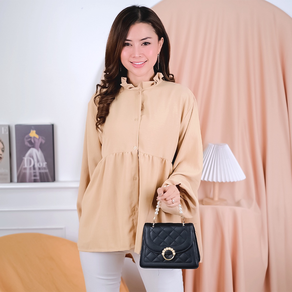 Tq88indonesia Fashion Blouse Rempel Kekinian / Rachel Blouse / PREMIUM AIRFLOW CRINCLE / Blouse Terbaru / Blus / Baju Atasan Wanita / Baju Santai Wanita / Ootd