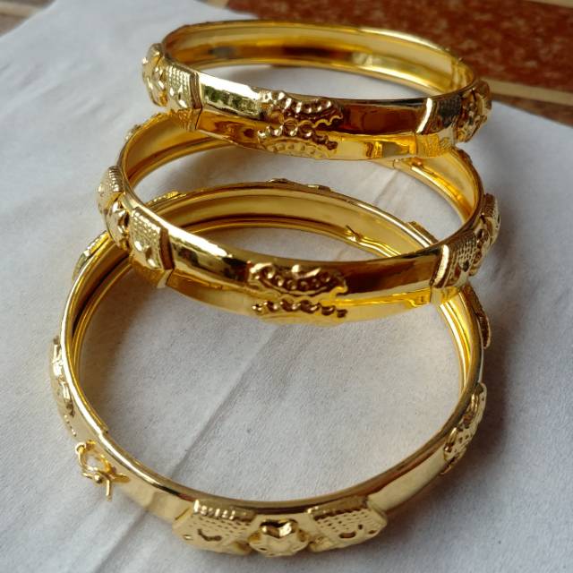 Gelang Bangkok Mata Motif Timbul Lapis Emas 24k