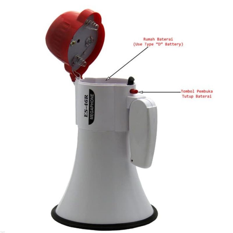 Megaphone Ealsem ES-46R + baterai recharger Sirene on-off  speaker switch.