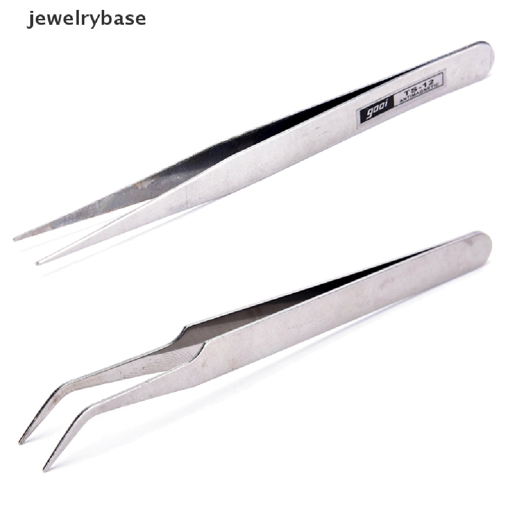 2pcs Pinset Bahan Stainless Steel Untuk Nail Art