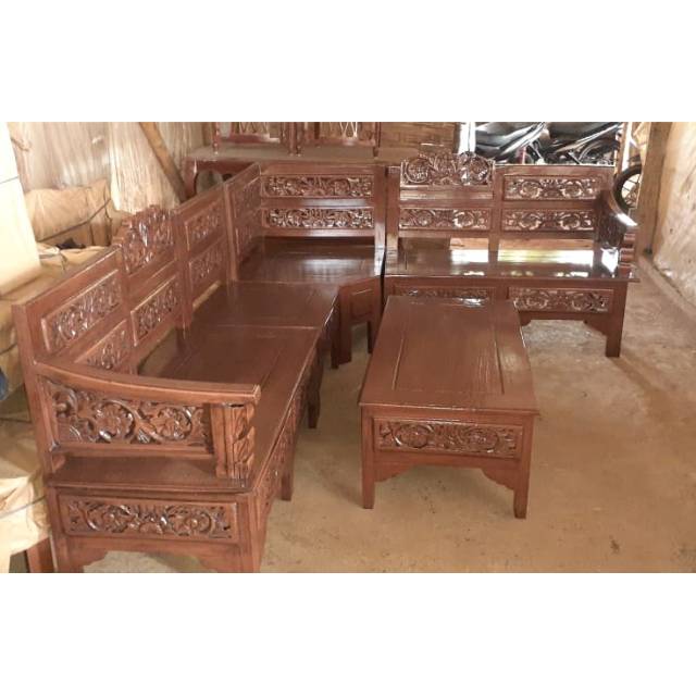 Set meja Kursi Tamu Sudut kayu jati minimalis mebel meubel furniture jepara murah terkini