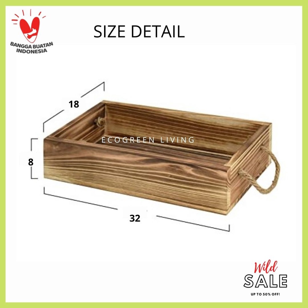 W-008 Mini wood crates kotak kayu burned, Wooden Tray , Toilet Tissue Holder Organizer Box