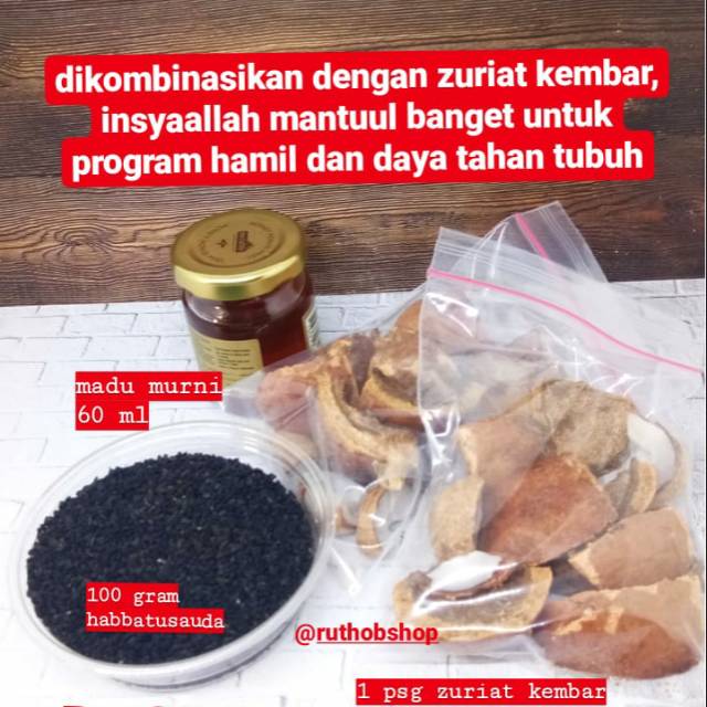 

Paket promil Habbatusauda - Buah zuriat kembar - Madu