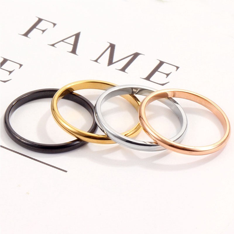 [ACKER] 24K Titanium Couple Ring Mode Wanita Sederhana Dan Halus Cincin Titanium Cincin Emas Mawar