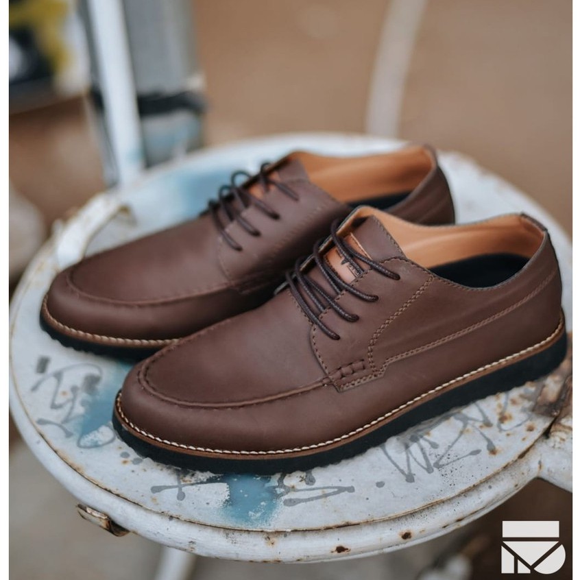 Sepatu Vintage Klasik Pria Cowok Men Derby Sporty Original Footwear | Costa Brown | FORIND x FSTP