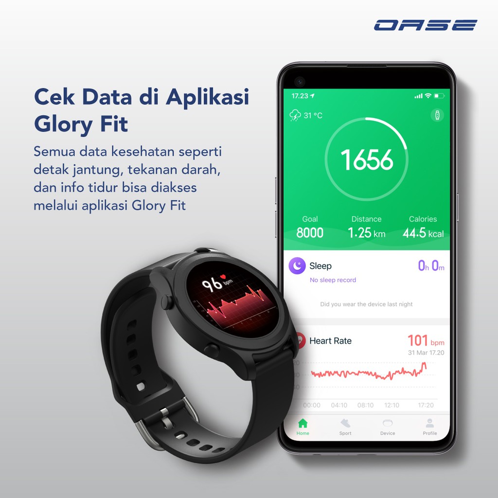 Olike Horizon W1 Smartwatch for Health 15Days Battery 160 mAh iOS Android Quick Charge Smartband IP67 OASE WS-S1-3